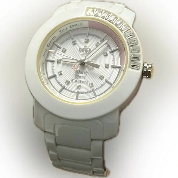 White Juicy Couture Watch Juicy Couture Watch Womens 40mm Silver Tone White Silicone  main image 4